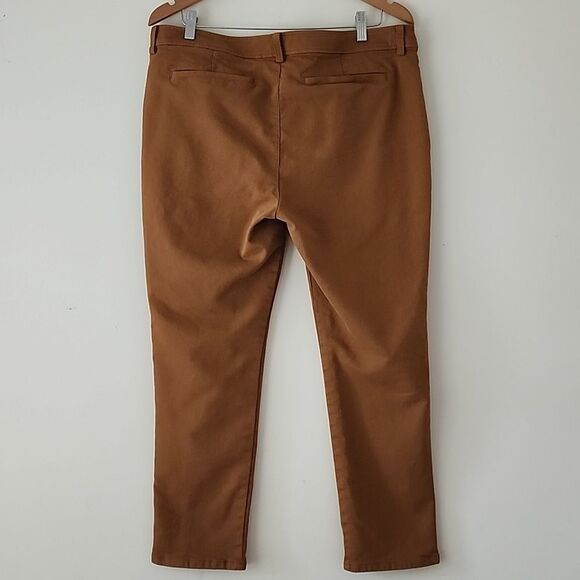 Eileen Fisher Soft Organic Cotton Twill Ankle Pants Rust Brown Size 12 bx27 - Picture 3 of 6